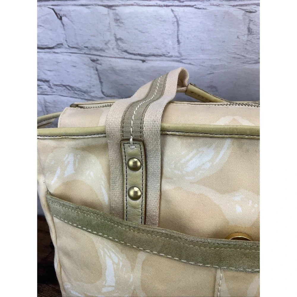 Coach Signature Print Tote Bag Purse Satchel Handbag Designer Tan - Picture 8 of 10